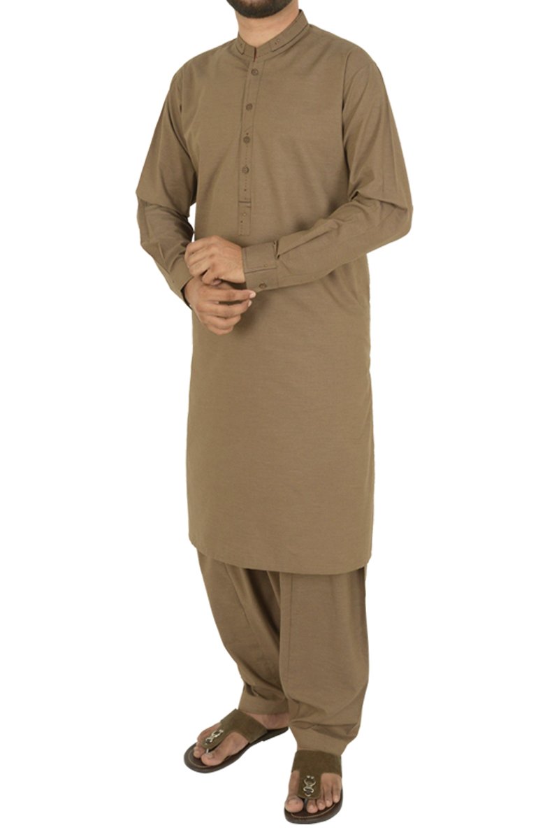 Image of Men Men Shalwar Qameez in Brown SKU: RQ-40205-Small-Brown