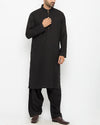 Image of Men Men Shalwar Qameez Black Shalwar Qameez Suit In blended voile with thread work in Black and Gold colors.Product Code RQ-15084