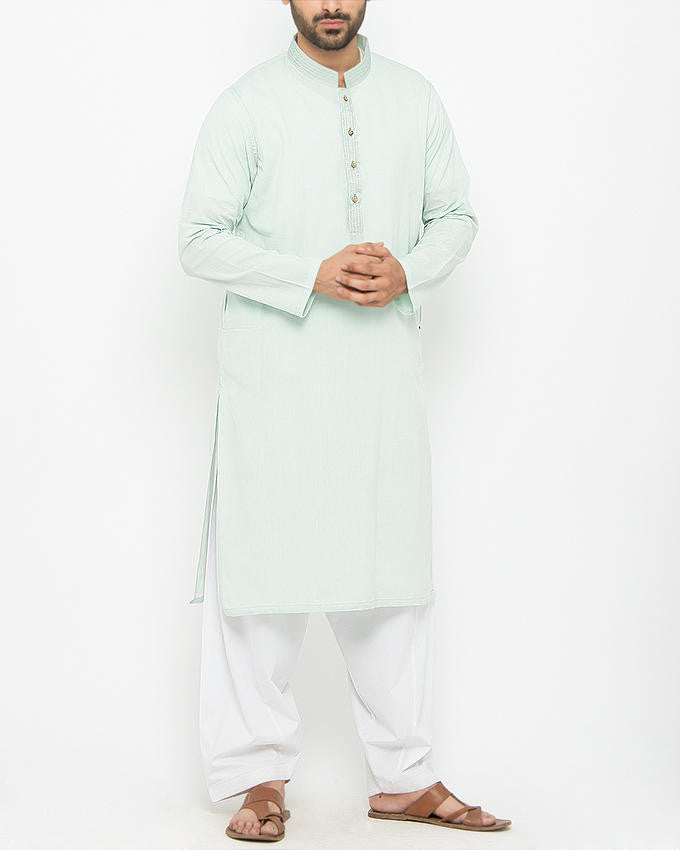 Image of Men Men Kurta Mint Green Kurta in Two Ply Cotton Designe in Applique Work. Product Code RK-15086