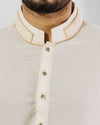Cream colored Kurta in Jacquard weave with Applique workProduct Code RK-14165