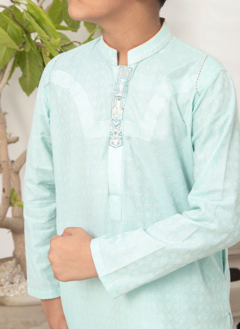 Turquoise Kurta Pajama For Kids AKP-42171