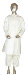 Off White Qameez Shalwar For Kids AQ-40802