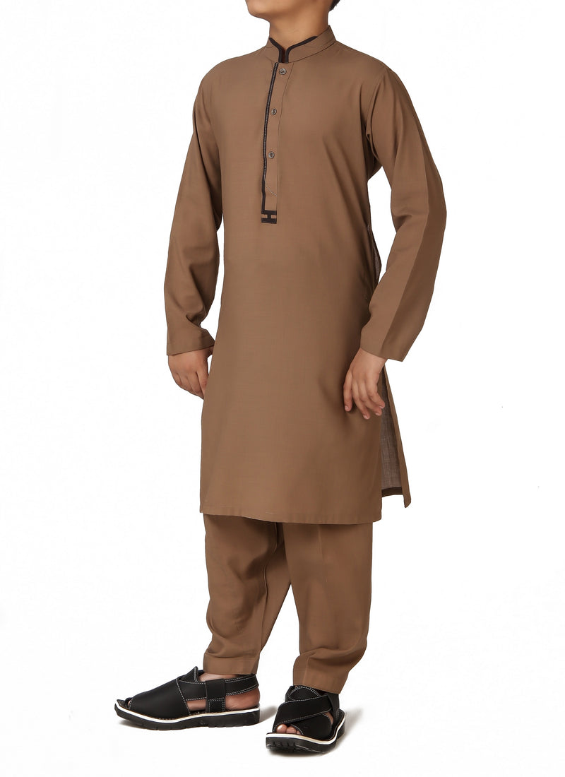 Umber Brown Qameez Shalwar for Kids AQ-41762