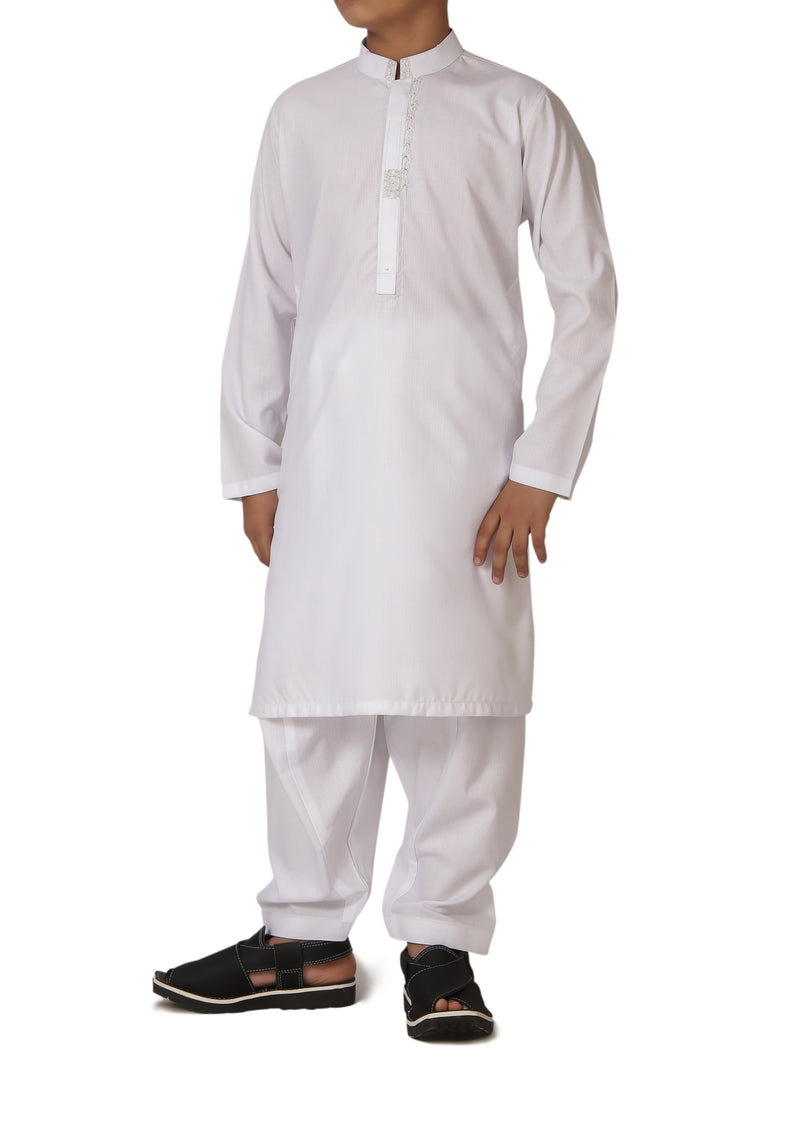 White Qameez Shalwar for Kids AQ-42128