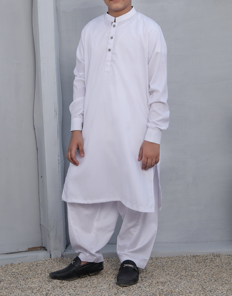 White Qameez Shalwar for Kids AQ-42801