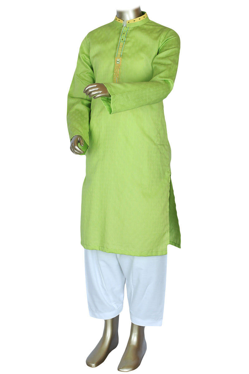 Lime Green Kurta Shalwar For Kids ASK-40713