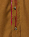 Mustard Brown Kurta in Blended Fabric with apllique and embroidery in contrast Red colorProduct Code RK-15002