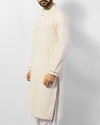 Cream colored kurta in twill weave with applique work Product Code RK-15048