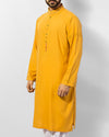 Sun Gold (Yellow) colored Cotton Kurta in blended fabric with embroidery in colorful threads. Product Code RK-15051