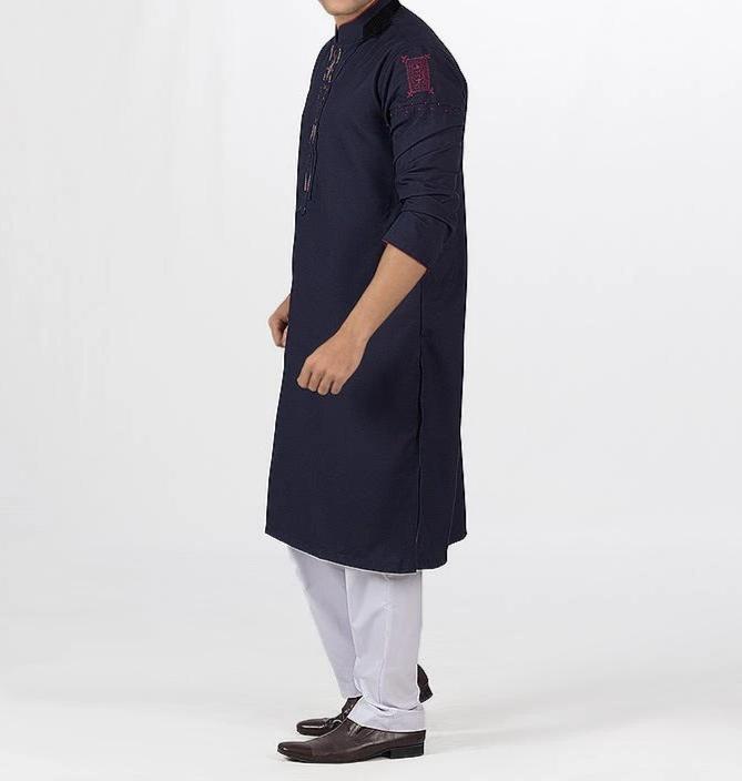 Navy Blue Kurta For Men RK-16108