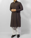 Image of Men Men Kurta Shalwar Charocoal Grey Kurta with embroidery and applique work along with Milky White Shalwar. Product Code RQ-15033