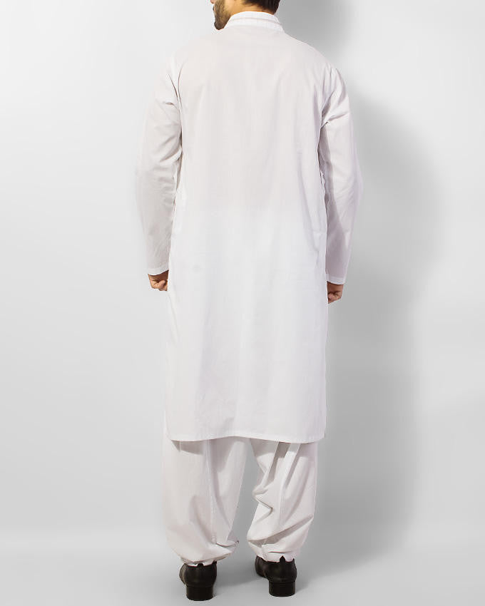White Shalwar Qameez Suit with thread work. Product Code RQ-15055