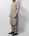 Grey colored designer shalwar qameez suit with detailed applique and thread work. Product Code RQ-15058