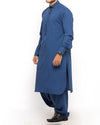Basic Blue shalwar Qameez Suit Blended dyed yarn with Applique work Product Code RQ-15311