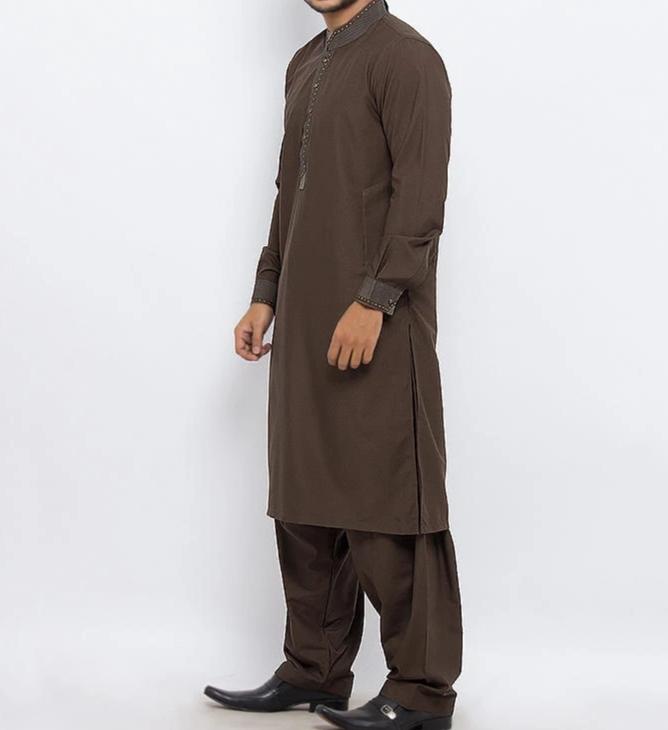 Wood Brown Shalwar Qameez For Men RQ-15316