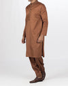 Image of Men Men Shalwar Qameez Choclate Brown Shalwar Qameez Suit in 100% fine Cotton with designer applique & thread work .Product Code RQ-16126