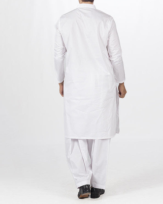 White Cotton Shalwar Qameez Suit with Embroidered front. Product Code RQ-16127