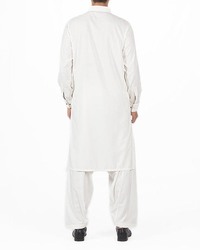 Off White basic Shalwar Qameez suit in Blended Fabric. Product Code RQ-16128