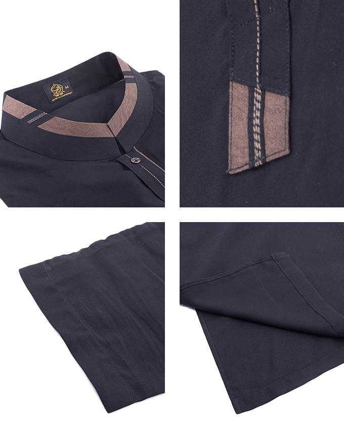 Black Shalwar Qameez Suit in Blended PV Fabric with applique and Thread work Product Code RQ-16138