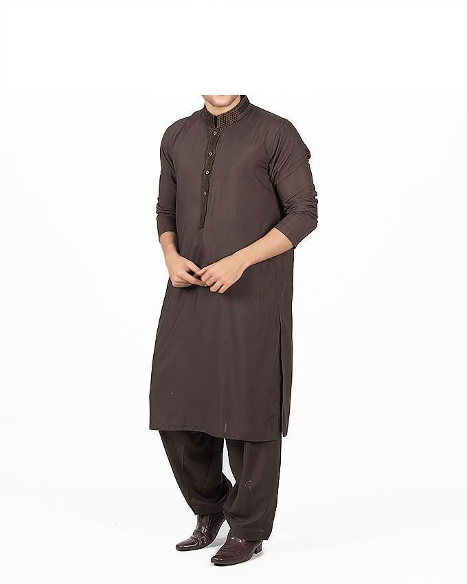 Image of Men Men Shalwar Qameez Suffah Green colored Shalwar Qameez Suit in blended Fabric with applique & designer thread work. Product Code RQ-16156