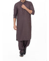 Image of Men Men Shalwar Qameez Shadow Grey colored shalwar qameez suit in blended fabric with hand embroidery collar & placket Product Code RQ-16164