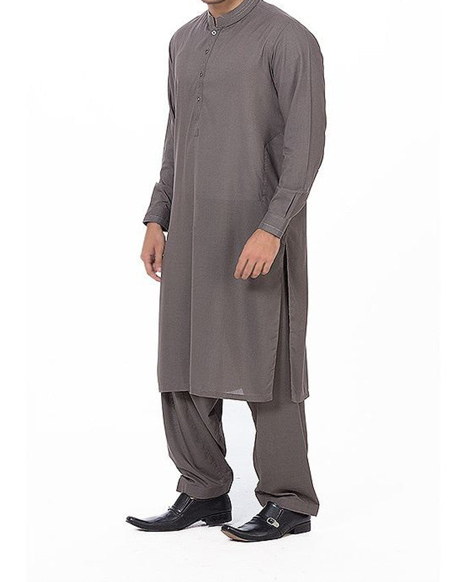 Gun Metal  colored  designer shalwar qameez suit in blended voile with applique & thread work Product Code RQ-16175