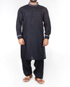 Image of Men Men Shalwar Qameez Midnight Blue Shalwar Qameez Suit in Blended (PV) fabric with detailed applique work with slight embroidery Product Code RQ-16203