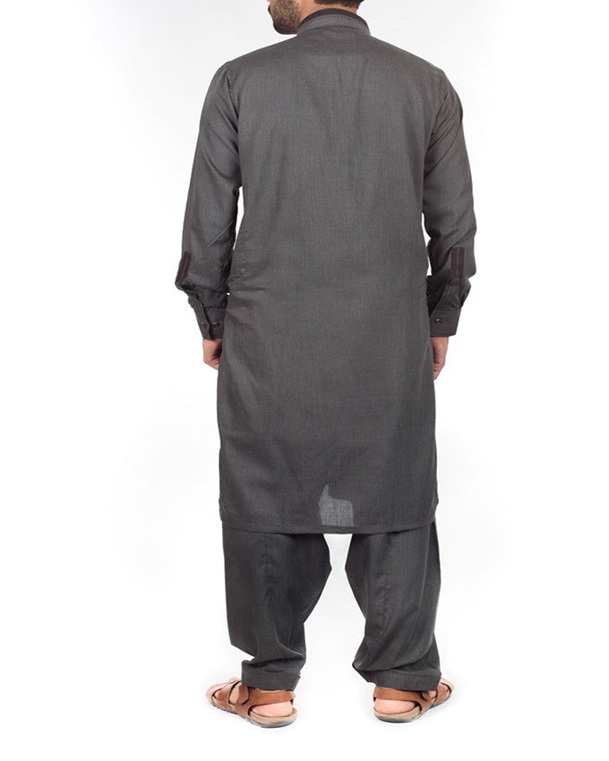 Charcoal Gery Shalwar Qameez suit in Blended fabric with designer details. Product Code RQ-16207