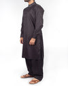Black Shalwar Qameez suit (100% fine count cotton) with design details. Product Code RQ-16209