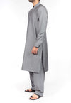 Grey Chambrey Shalwar Qameez suit in Blended Fabric with Slight Applique work. Product Code: RQ-16214