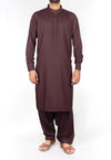 Image of Men Men Shalwar Qameez Dark Brown Shalwar Qameez suit in Blended fabric with Thread Work . Product Code RQ-16221