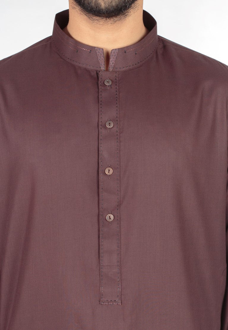 Dark Brown Shalwar Qameez suit in Blended fabric with Thread Work . Product Code RQ-16221