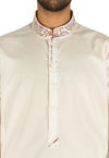 Off White Shalwar Qameez suit in Cotton fabric with designer Applique work. Product Code RQ-16242