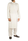 Image of Men Men Shalwar Qameez Off White Suit with slight applique work. Product Code RQ-16254