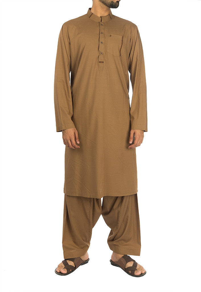 Image of Men Men Shalwar Qameez Sepia Brown Suit. RQ-16272