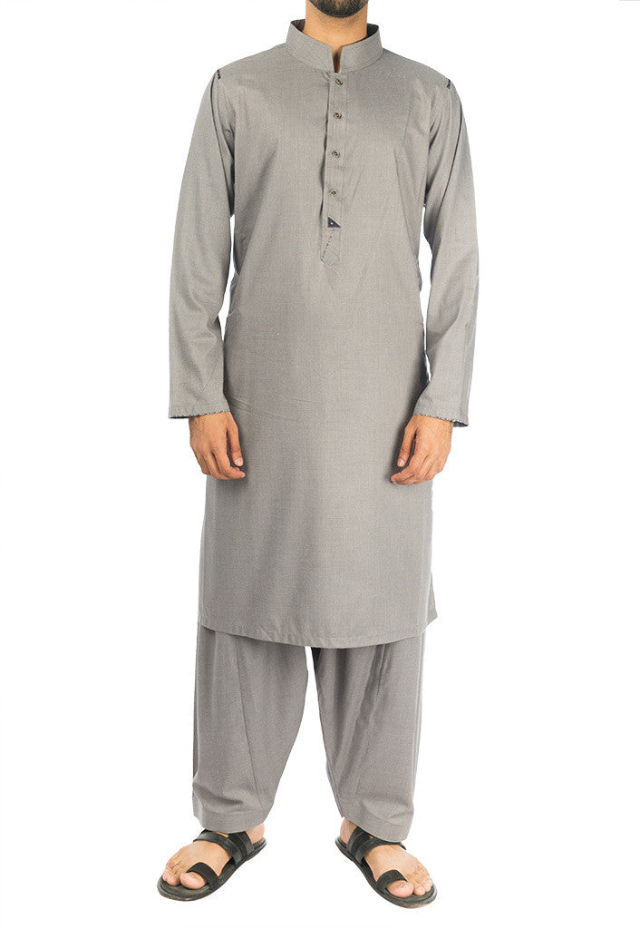 Image of Men Men Shalwar Qameez Anchor Grey suit in blended fabric. RQ-16274