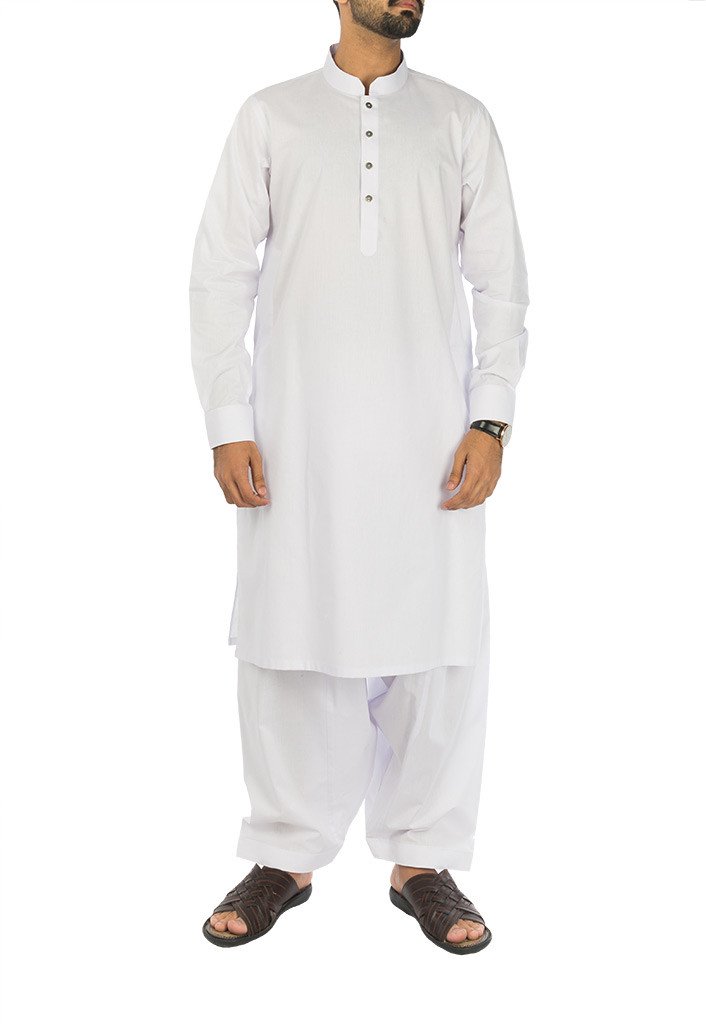 Image of Men Men Shalwar Qameez White Cotton Suit. RQ-17101