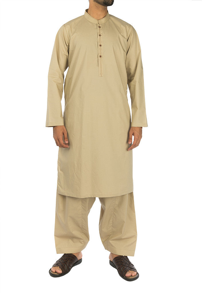 Image of Men Men Shalwar Qameez Sand Brown Suit. RQ-17111