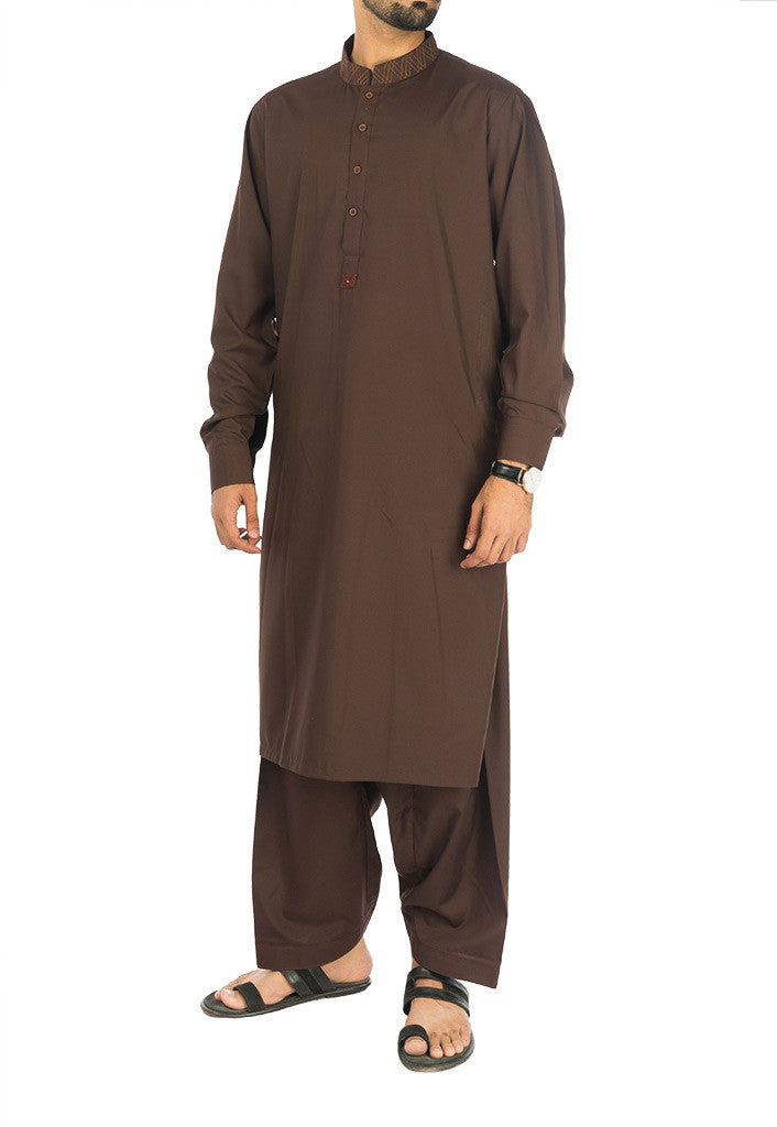 Syrian Brown Shalwar Qameez Suit. RQ-17116