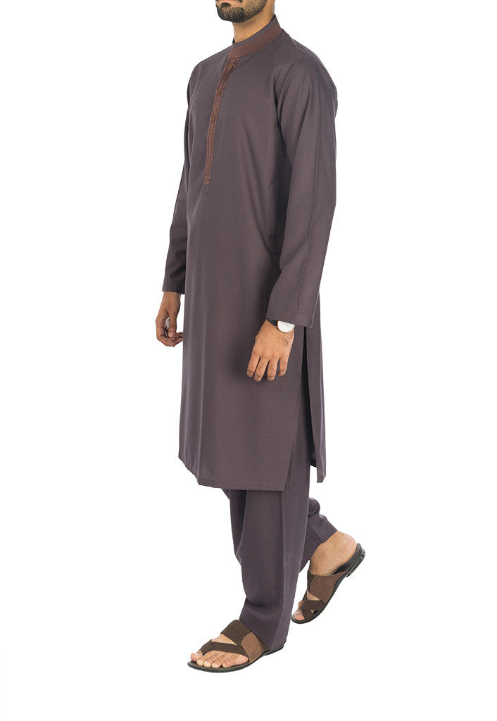 Slate Grey Shalwar Qameez Suit. RQ-17118