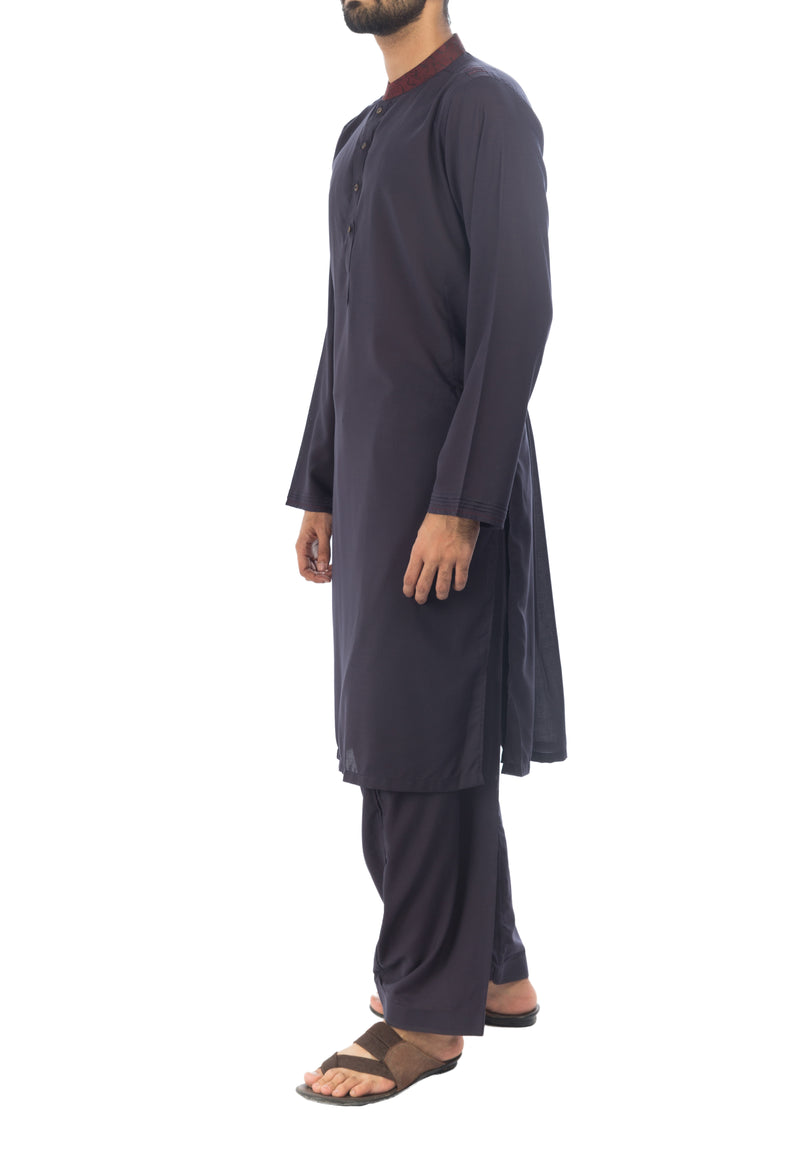 Indigo Blue Shalwar Qameez Suit. RQ-17133