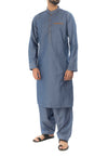 Image of Men Men Shalwar Qameez Denim Blue Shalwar Qameez Suit. RQ-17138