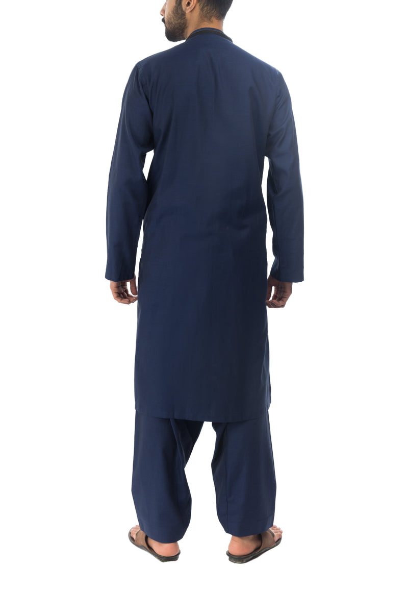 Navy Blue Shalwar Qameez Suit. RQ-17158