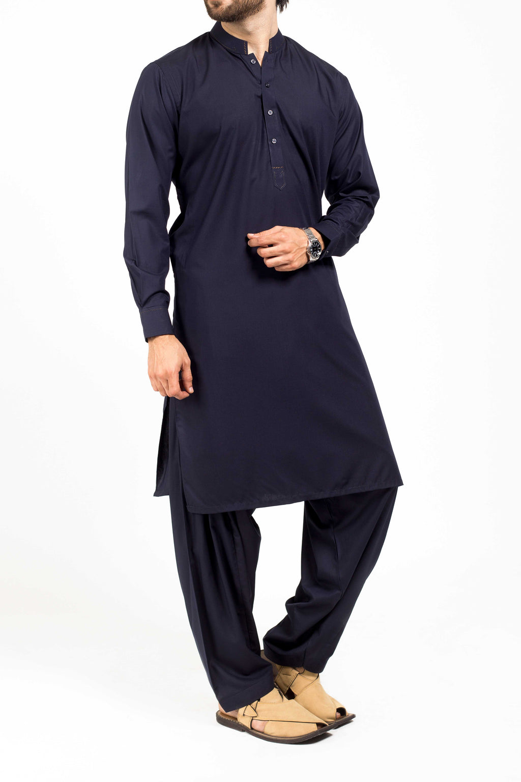 Navy Blue Shalwar Qameez Suit. RQ-39204