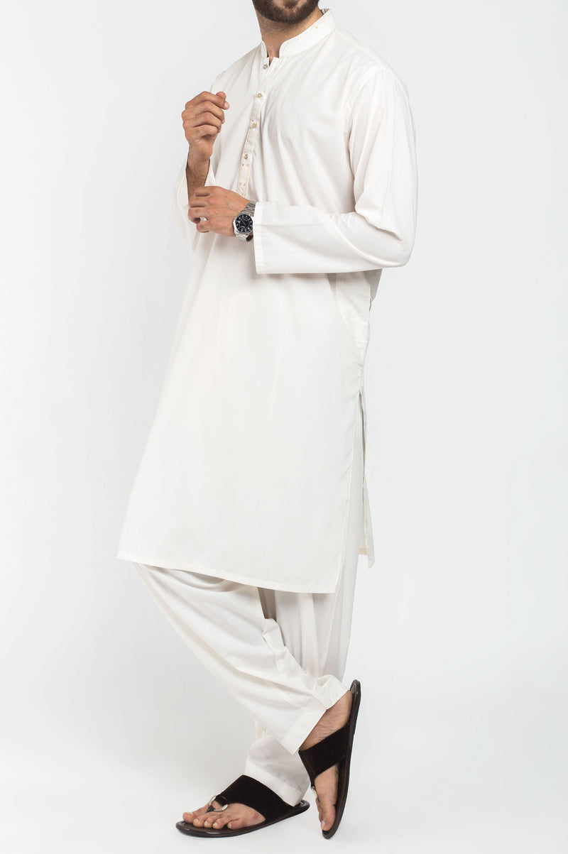 Off White Shalwar Qameez Suit. RQ-39224