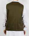 Olive Green designer waist coat in suiting fabric Product Code: RWC-002