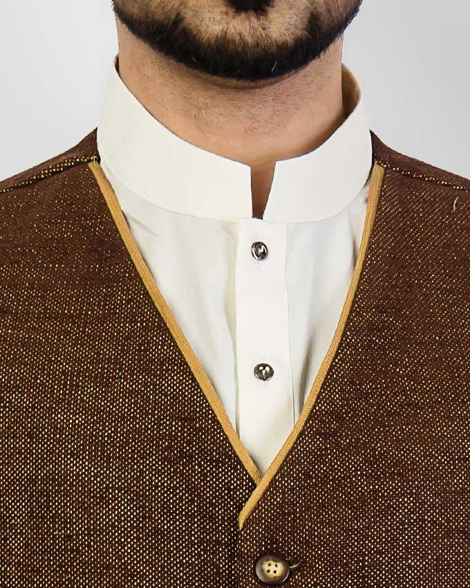 Elegance 2 - Brown Colored designer waist coat in suiting fabric Product Code: RWC-006