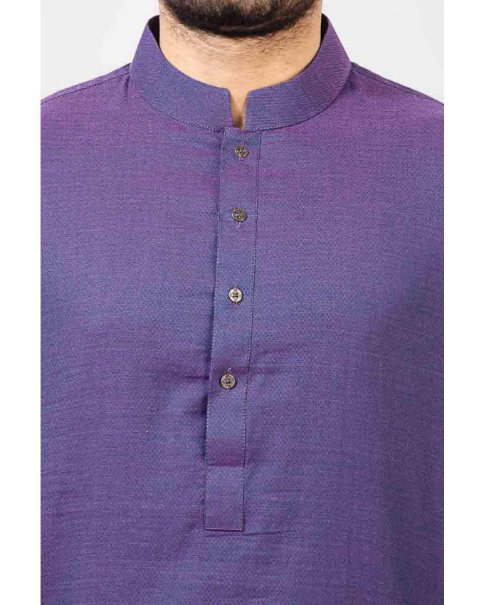 Dark Lavender colored Kurta in 100/2 Dyed Yarn Cotton Fabric with Milky White ShalwarProduct Code RSQ-14143